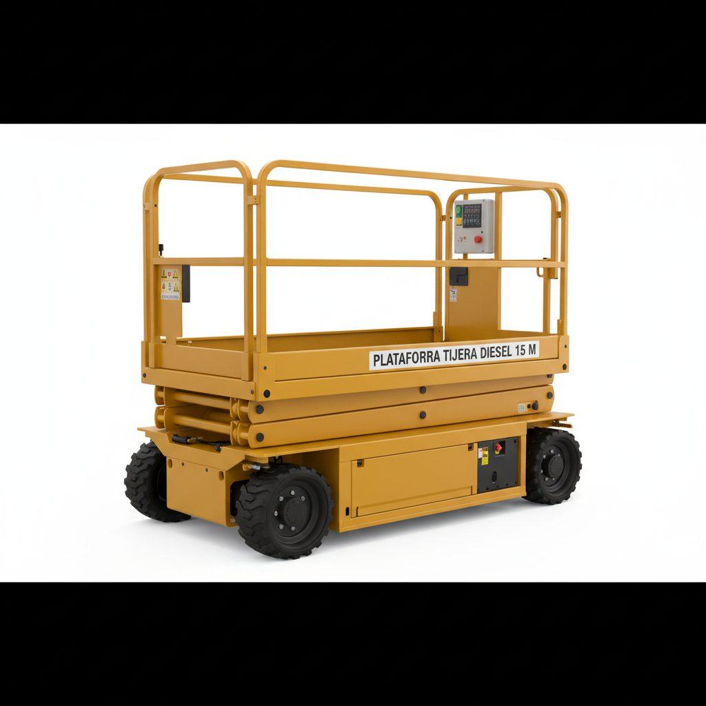 Alquiler de Plataforma Tijera Diésel 15m 4x4 para construcción en aguascalientes